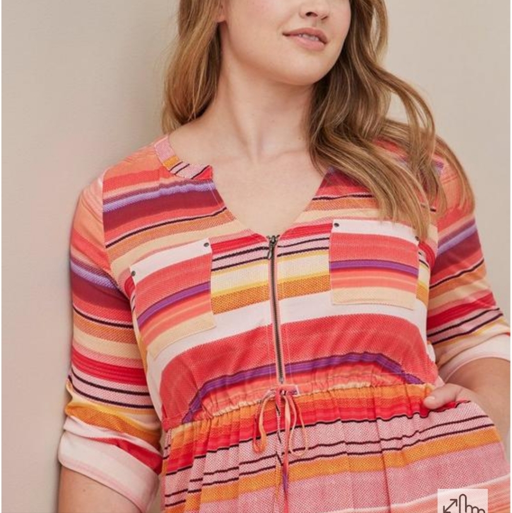 NWT Torrid Zip Front Challis Dress 0X - Picture 2 of 5